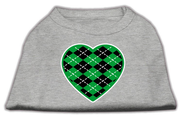 Argyle Heart Green Screen Print Shirt Grey XS